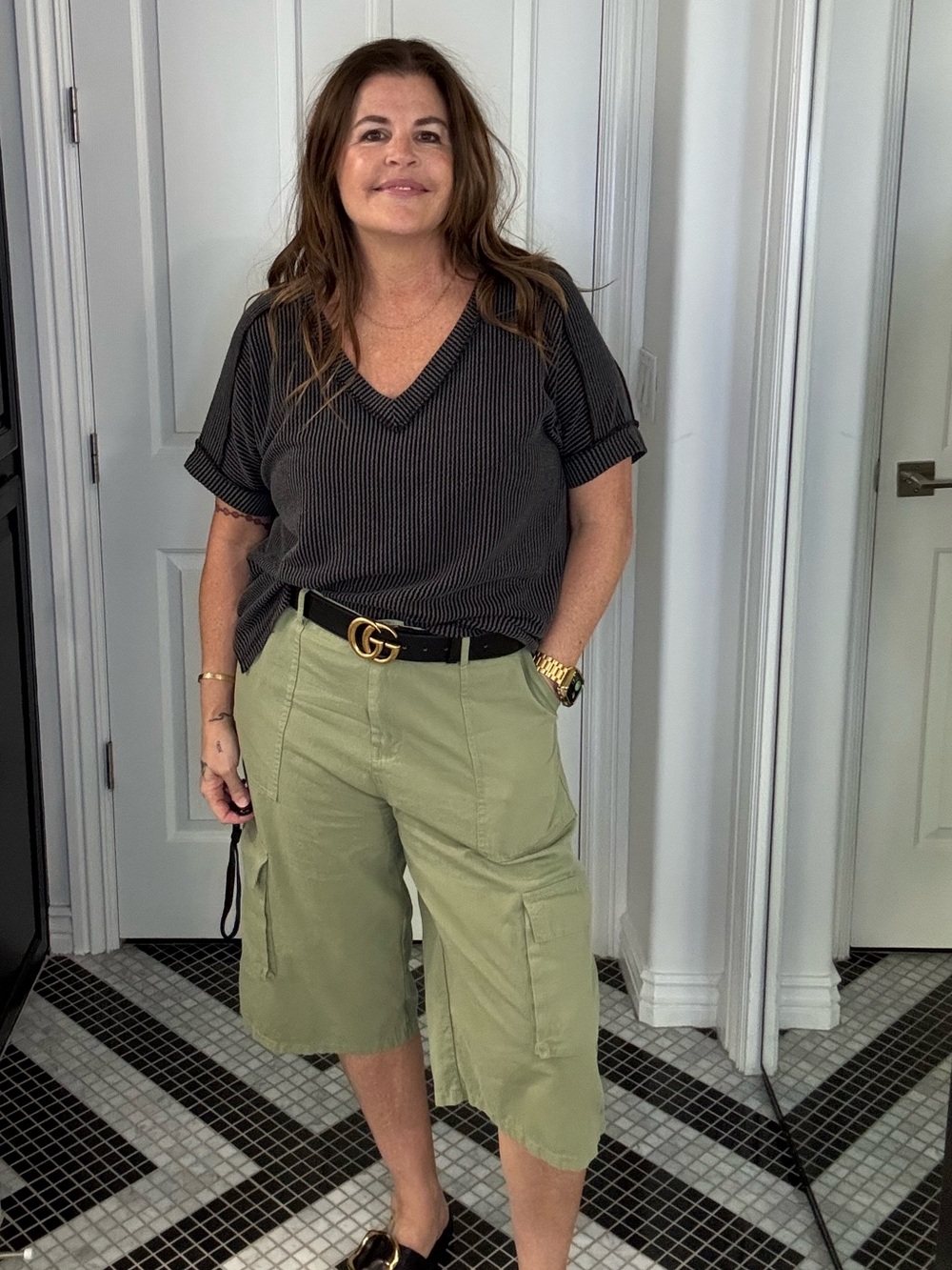 Olive Green Cargo Shorts Utility Pocket Shorts Size 2XL